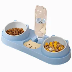 Cuenco Doble para Perro Gato Extralink Pets, Cuenco de Agua y Comida con Dispensador de Agua pet-821