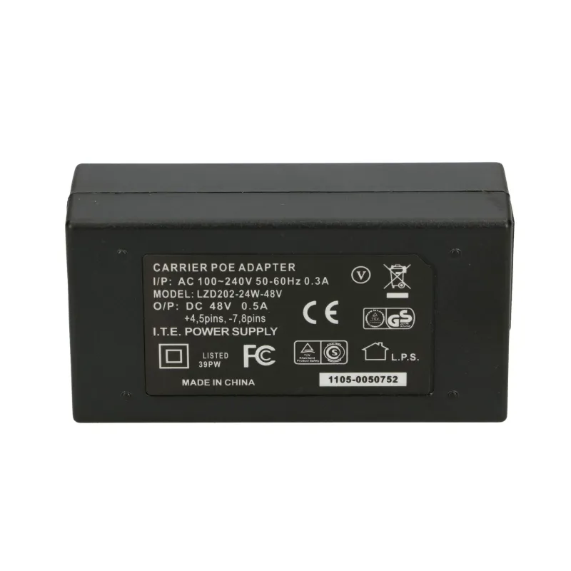 PoE Блок питания Extralink POE-48-24W, 48V, 0.5A, 24W, кабель в комплекте