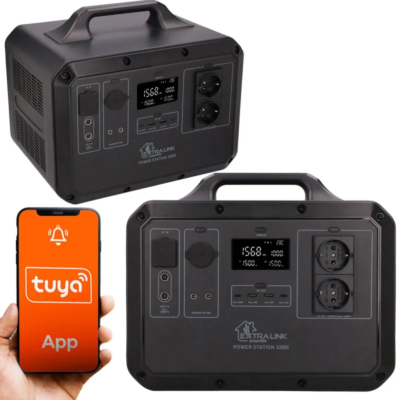 Estación de energía Extralink Power Ranger EPS-S2000F, reemplazo de Jackery, Bluetti, Ecoflow, 2240 Wh, 2400W, LiFePO4, Tuya