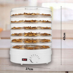 Extralink Home | Suszarka spożywcza do grzybów owoców warzyw | 500W + 6 sit 28cm, biała - Zdjęcie 3