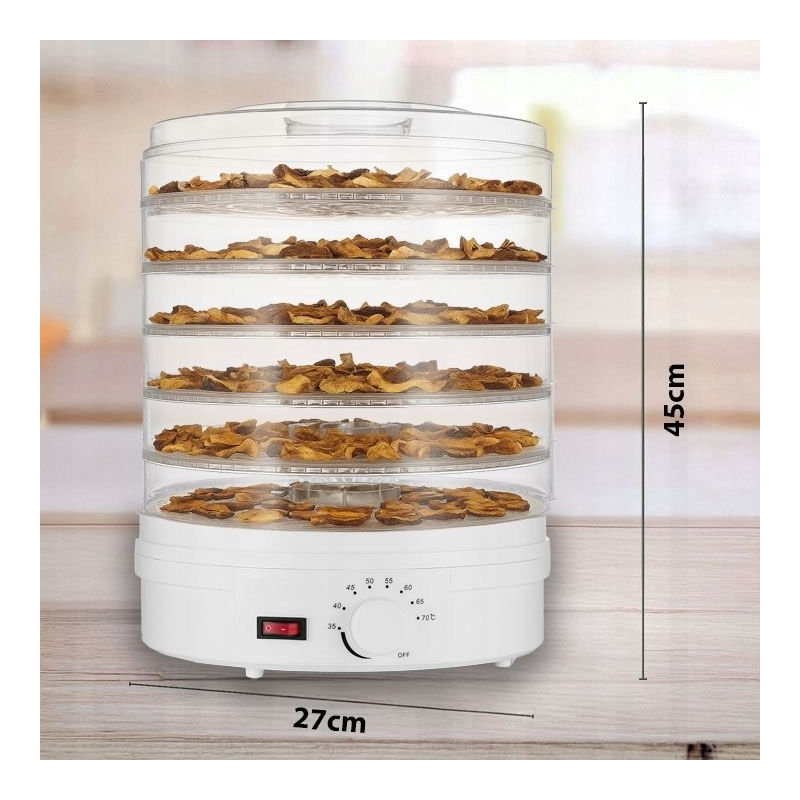 EXTRALINK HOME SUSZARKA SPOŻYWCZA DO GRZYBÓW OWOCÓW WARZYW REGULOWANA DUŻA 500W + 6 SIT 28CM BIAŁA - Obrázek 3