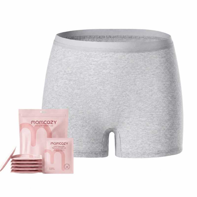 MOMCOZY PU026 7PCS 100% COTTON POSTPARTUM DISPOSABLE KNICKERS FOR WOMEN GRAY M