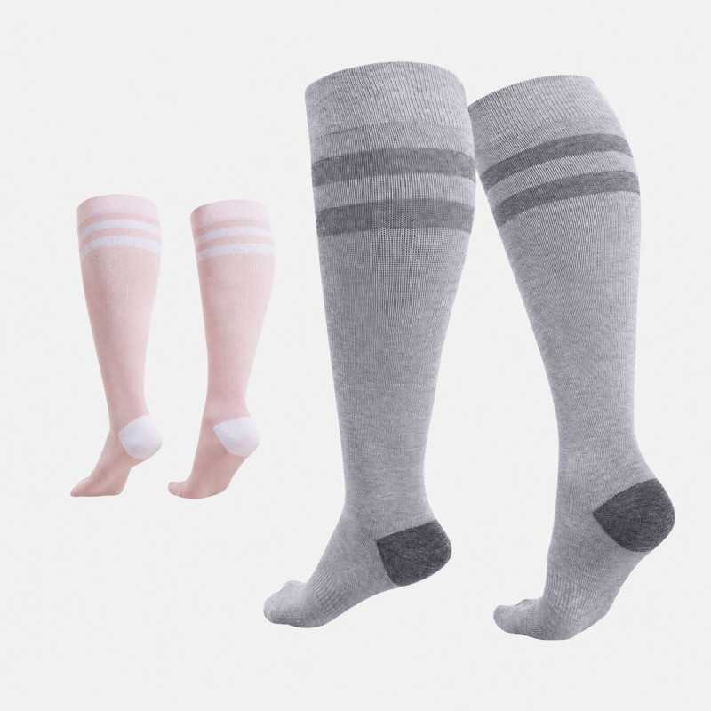 MOMCOZY SO016 COMPRESSION SOCKS FOR WOMEN WIDE CALF LIGHT GRAY/PINK 3XL - Obrázek 2