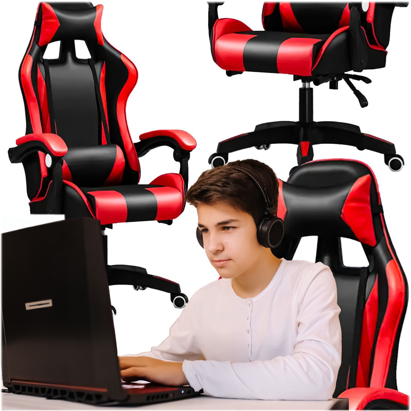 Extralink Gaming | Cadeira para jogos | cadeira de escritório, giratória, balde, preto/vermelho, G-522 - Imagem 4