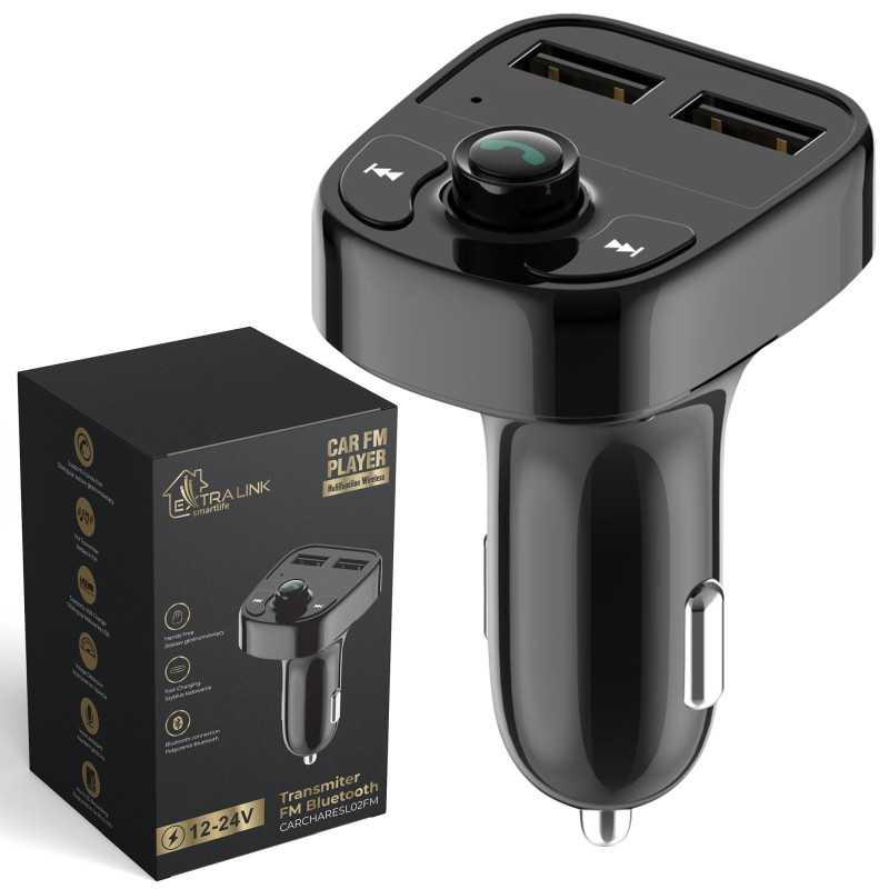 Extralink Smart Life Transmisor FM para coche con función de carga | 2x USB-A | Negro
