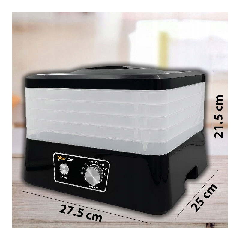EXTRALINK HOME SUSZARKA DO GRZYBÓW OWOCÓW WARZYW ŻYWNOŚCI REGULOWANA MOCNA 500W + 5 SIT 27.5CM x 25CM CZARNA - Imagem 2