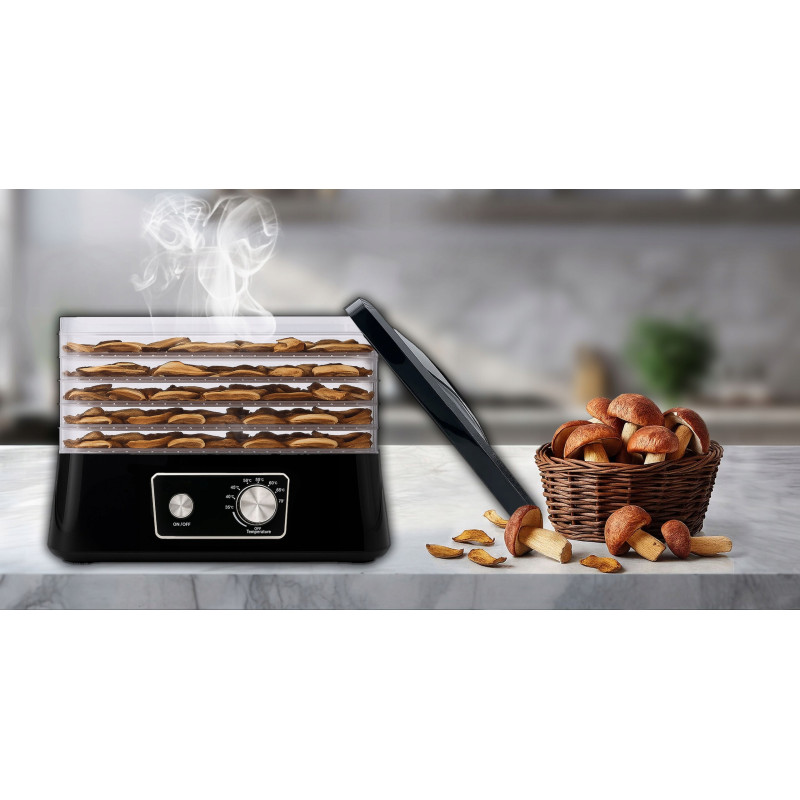 EXTRALINK HOME SUSZARKA DO GRZYBÓW OWOCÓW WARZYW ŻYWNOŚCI REGULOWANA MOCNA 500W + 5 SIT 27.5CM x 25CM CZARNA - Imagem 7