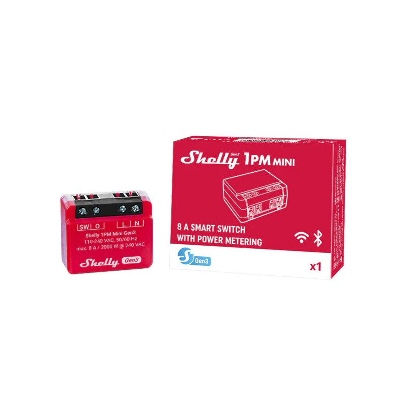 SHELLY 1PM MINI GEN3 SMART SWITCH, WIFI BLUETOOTH WITH POWER MEASUREMENT - Imagem 3