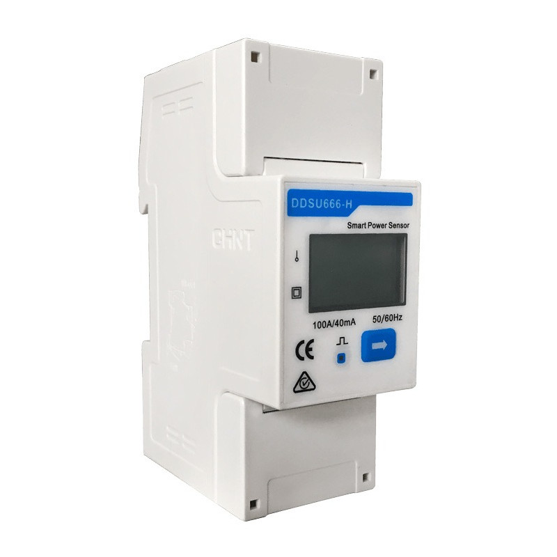 Single-Phase Energy Meter, 1p2w, LCD Display, Measurement via Current Transformers up to 100A, RS485 Communication, TH Rail Moun