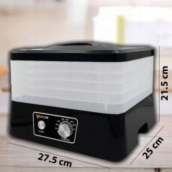 EXTRALINK HOME SUSZARKA DO GRZYBÓW OWOCÓW WARZYW ŻYWNOŚCI REGULOWANA MOCNA 500W + 5 SIT 27.5CM x 25CM CZARNA - Görsel 2