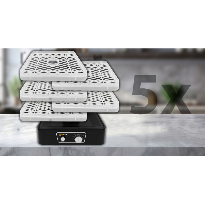 Extralink Home | Suszarka do grzybów owoców warzyw żywności | 500W + 5 sit 27,5cm, czarna - Zdjęcie 3