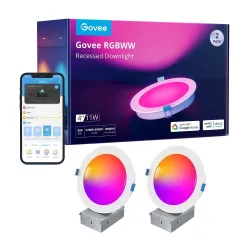 Govee B601B Smart LED Recessed Lights 2-Pack Oprawa sufitowa LED 4 cale, RGBWW, Wi-Fi, Bluetooth