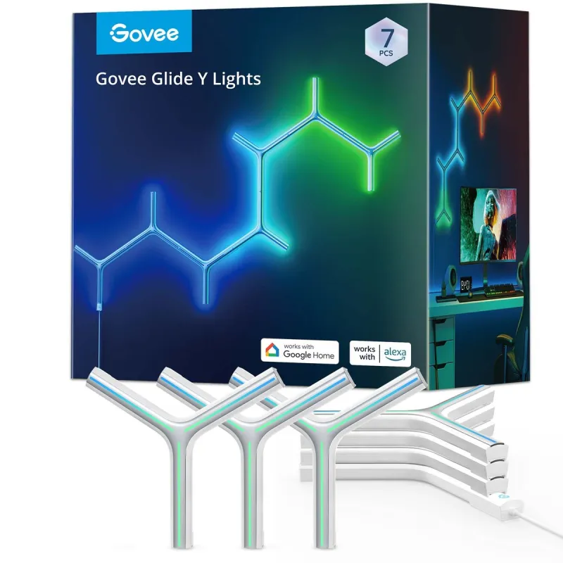Govee H6065 Y Shape Light Panel 7-pack Oświetlenie LED RGBIC, 2.4GHz Wi-Fi, Bluetooth