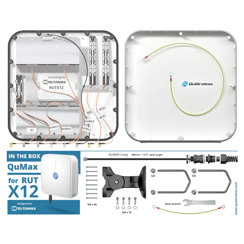 QuWireless QuMax AX12M | Antena Wi-Fi + LTE + GPS + Bluetooth | dla Teltonika RUTX12/RUTX14