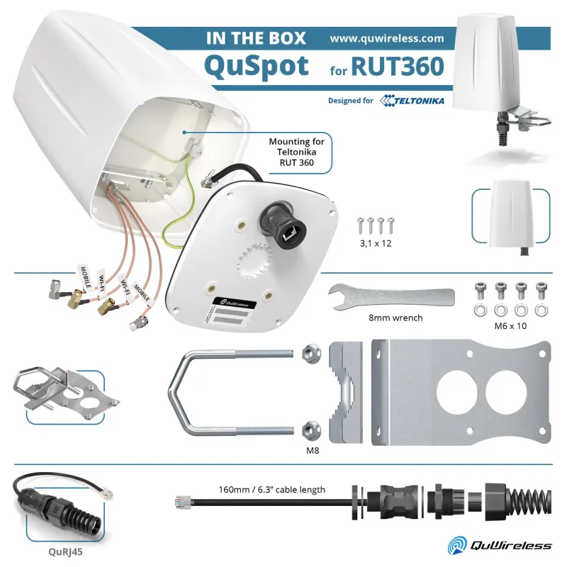 Teltonika RUT360 için QuWireless QuSpot A360S LTE + Wi-Fi Anteni