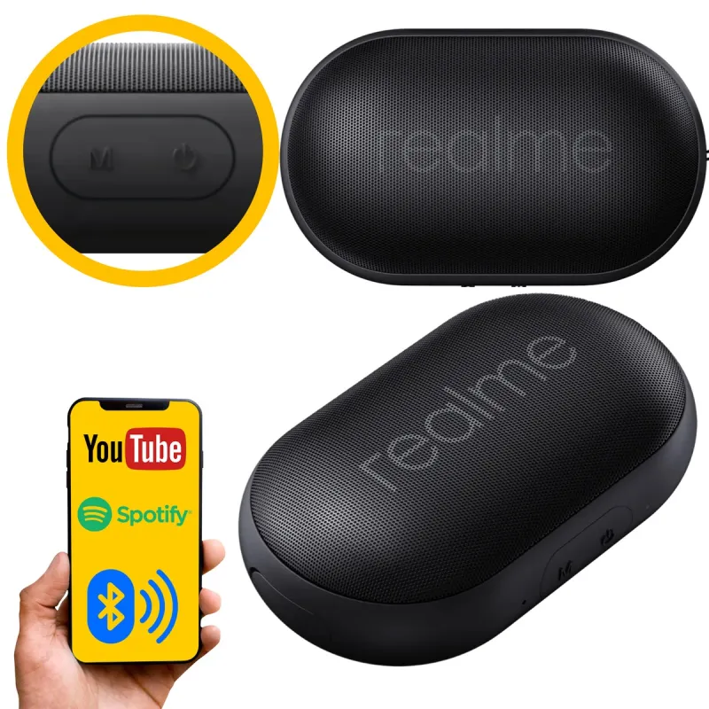 Портативная Bluetooth-колонка Realme Pocket Черная, Bluetooth 5.0, IPX5, USB-C