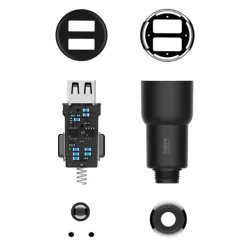 Roidmi 3S | Nabíječka pro auta s FM vysílačem | Bluetooth, Černá barva