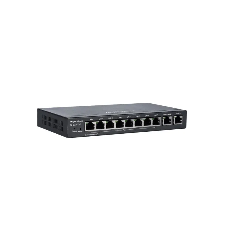 Router Ruijie Reyee RG-EG210G-P, 10x RJ45 1000Mb/s, 8x PoE+, 70W, 100 uživatelů, cloudové řízení