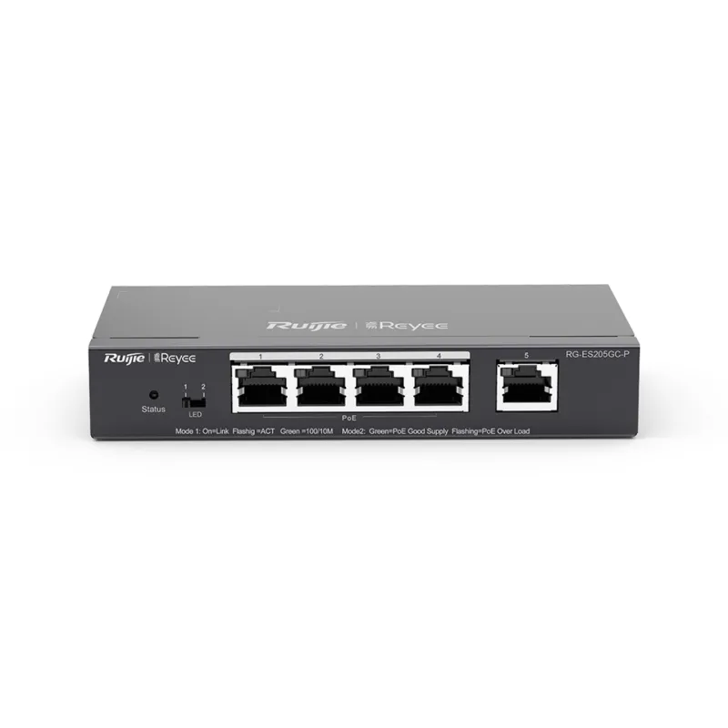 Ruijie Reyee RG-ES205GC-P | Switch | 5x RJ45 1000Mb/s, 4x PoE+, 54W, gestao de nuvem