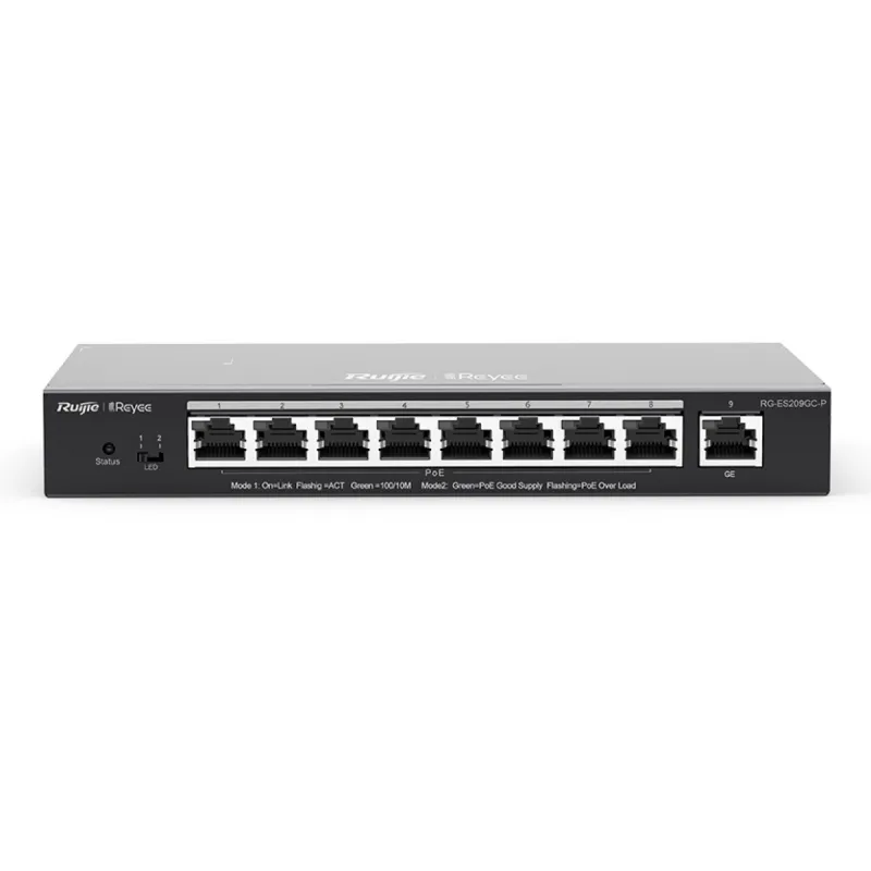 Přepínač Ruijie Reyee RG-ES209GC-P, 9x RJ45 1000Mb/s, 8x PoE+, 120W, cloudové řízení