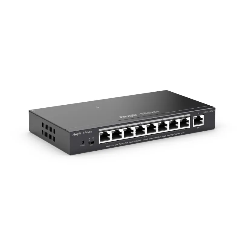 Switch Ruijie Reyee RG-ES209GC-P, 9x RJ45 1000Mb/s, 8x PoE+, 120W, gerenciamento em nuvem