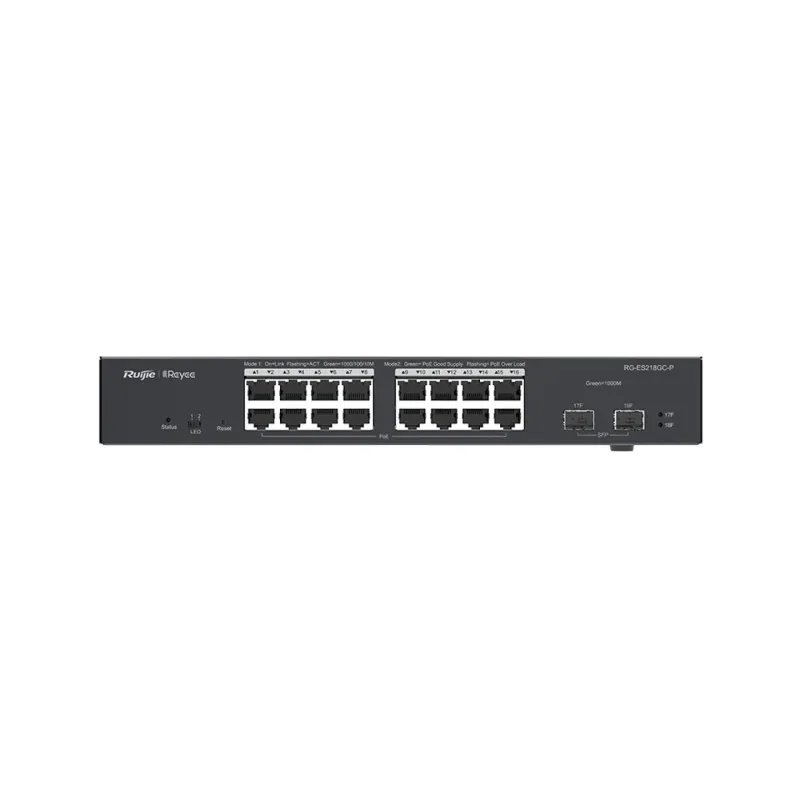 Ruijie Reyee RG-ES218GC-P Anahtarı, 16x RJ45 1000Mb/s PoE+, 2x SFP, 240W, Bulut Yönetimi