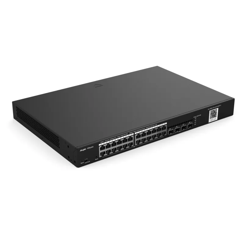 Ruijie Reyee RG-NBS3100-24GT4SFP-P Anahtar, 28x RJ45 1000Mb/s, 24x PoE+, 2x SFP, 370W, Bulut Yönetimi, Layer 2