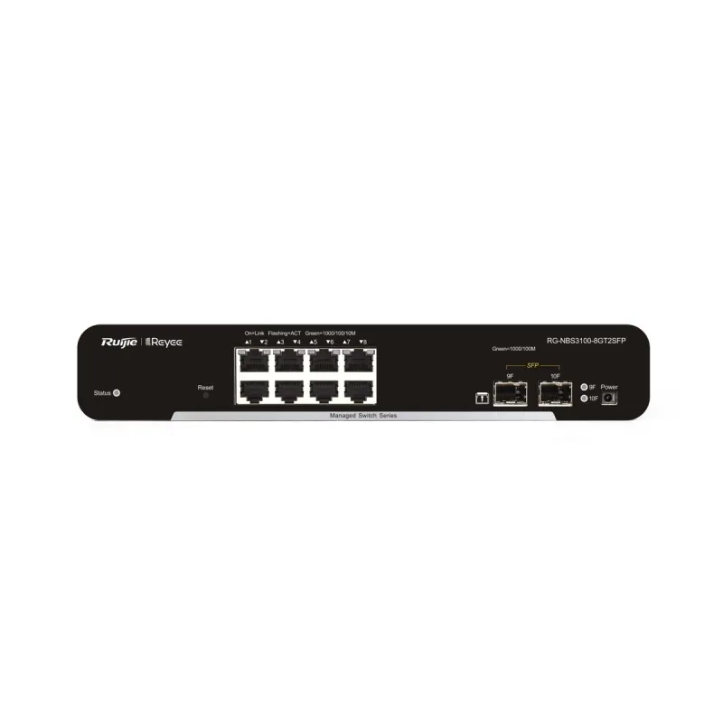 Switch Ruijie Reyee RG-NBS3100-8GT2SFP, 10x RJ45 1000Mb/s, 8x GE, 2x SFP, Gestión en la Nube, Capa 2
