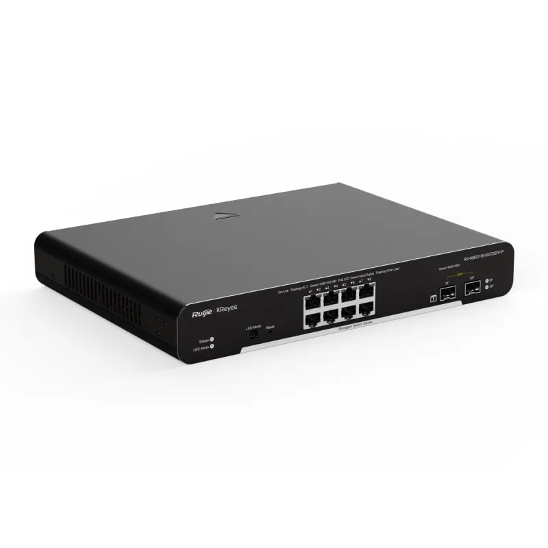 Switch Ruijie Reyee RG-NBS3100-8GT2SFP-P, 10x RJ45 1000Mb/s, 8x PoE+, 2x SFP, 125W, gestão na nuvem, Camada 2