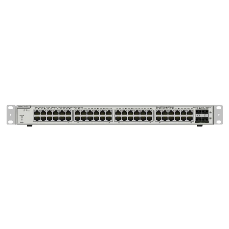 Коммутатор Ruijie Reyee RG-NBS3200-48GT4XS-P, 48x RJ45 1000Mb/s, 4x 10G Uplink, 48x PoE+, 4x SFP+, 370W, Облачное управление, Ур