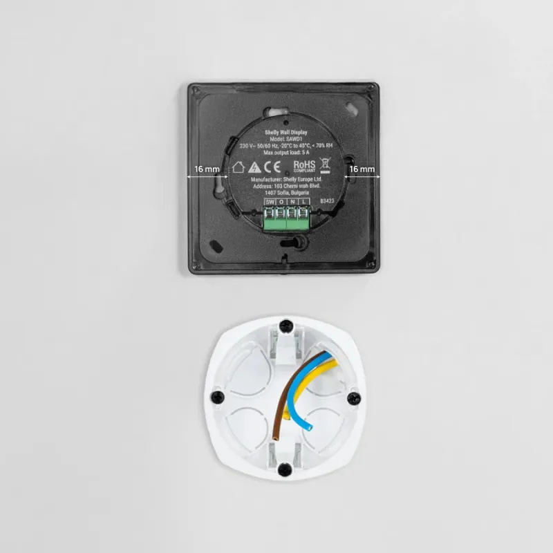 Shelly Wall Display Biały + BLU H&T Biały | Panel sterowania, czujnik temperatury i wilgotności | Bluetooth, IP54