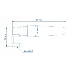 Antenna LTE Teltonika 003R-00296, 5dBi, SMA-Maschio, Angolare
