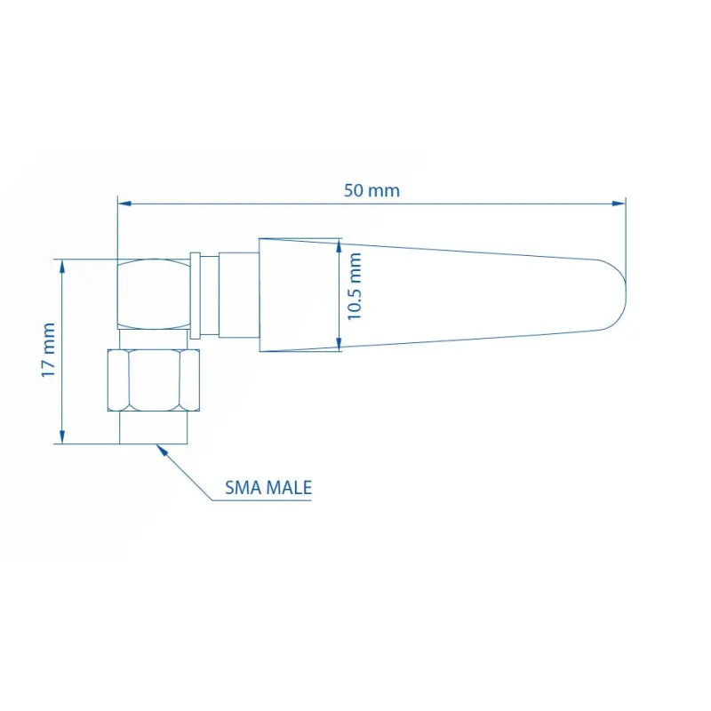 Antenna LTE Teltonika 003R-00296, 5dBi, SMA-Maschio, Angolare