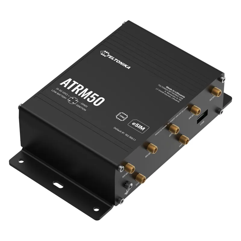 TELTONIKA ATRM50 5G TRANSPORT ROUTER, 4X M12 GIGABIT ETHERNET PORTS, WIFI, DUAL-SIM WITH ESIM, GPS