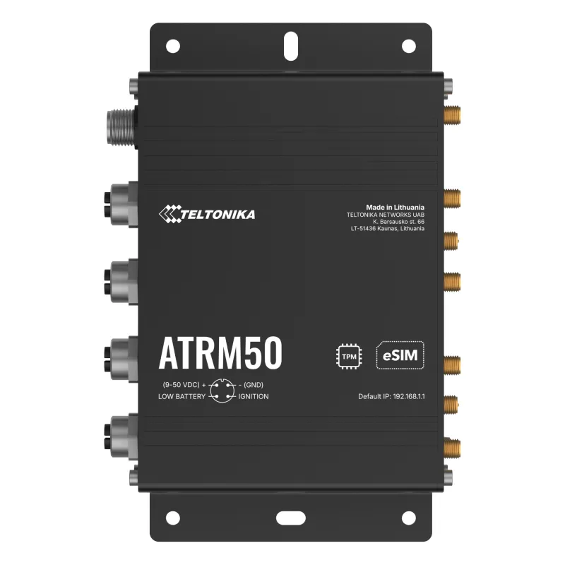 TELTONIKA ATRM50 5G TRANSPORT ROUTER, 4X M12 GIGABIT ETHERNET PORTS, WIFI, DUAL-SIM WITH ESIM, GPS