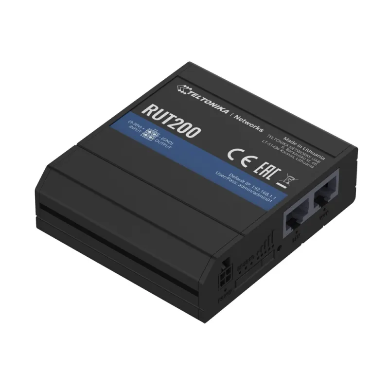Teltonika RUT200 | Průmyslový LTE router | 4G/LTE Cat.4, 2x LAN 100Mb/s WiFi 2,4GHz, RMS