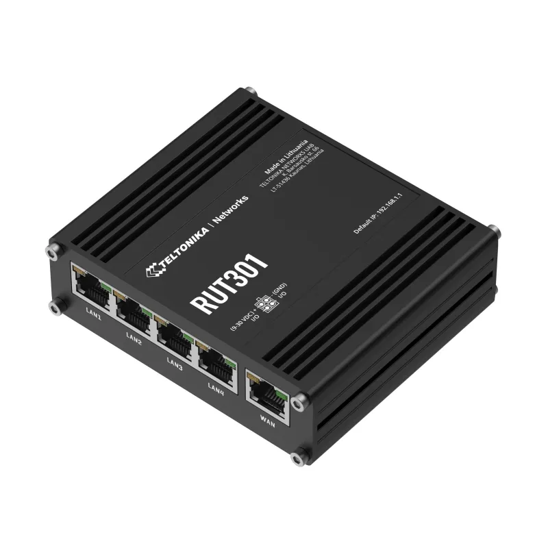 Teltonika RUT301 Endüstriyel Router, 5x RJ45 100Mb/s, USB 2.0, IP30