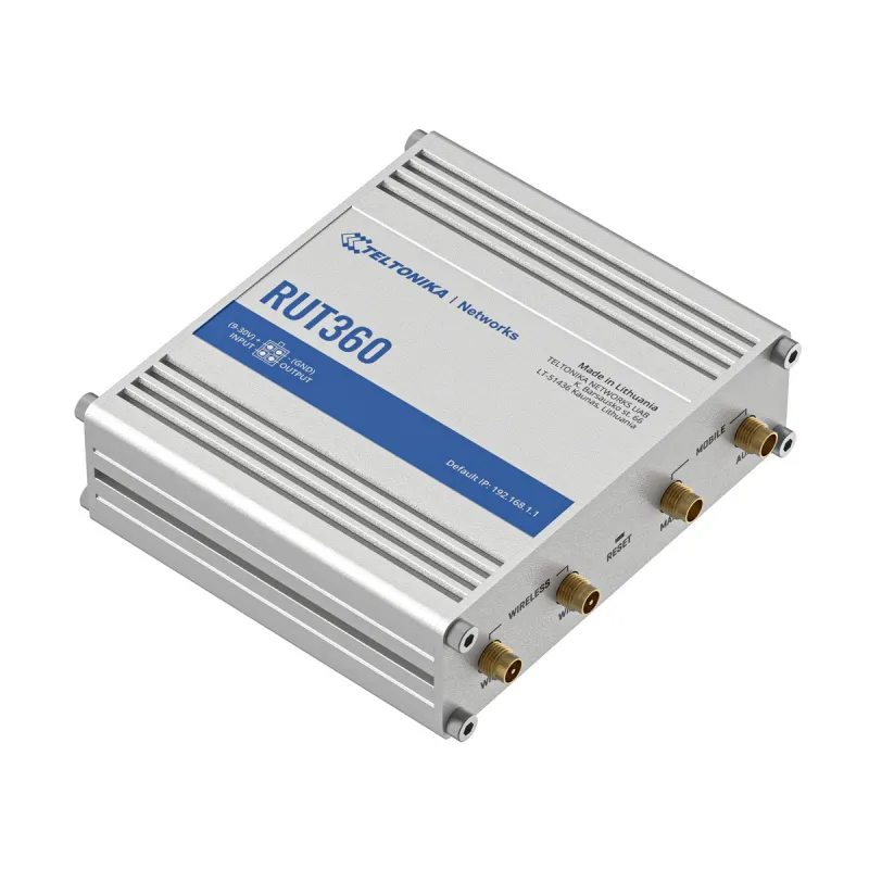 Teltonika RUT360 | Router Industrial LTE | Cat.6, 1x LAN, 1x WAN 100Mb/s, WiFi 2,4GHz, RUT360 000000