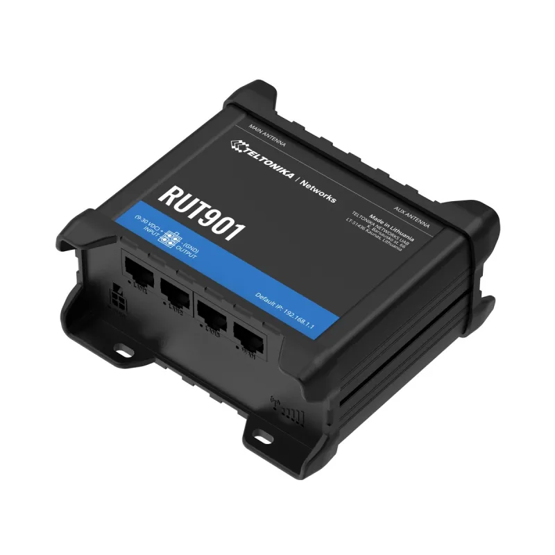 Teltonika RUT901 | Industrieller 4G-LTE-Router | Cat.4, WiFi, Dual Sim, 1x WAN, 3X LAN, DIN
