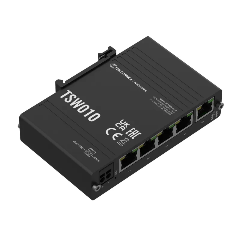 Teltonika Switch TSW010, 5x RJ45 100Mb/s, Pasif PoE, IP30, DIN