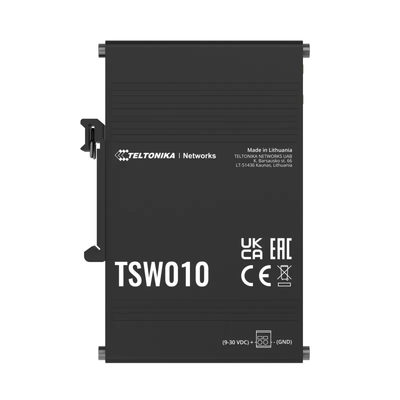 Коммутатор Teltonika TSW010, 5x RJ45 100Mb/s, Пассивный PoE, IP30, DIN