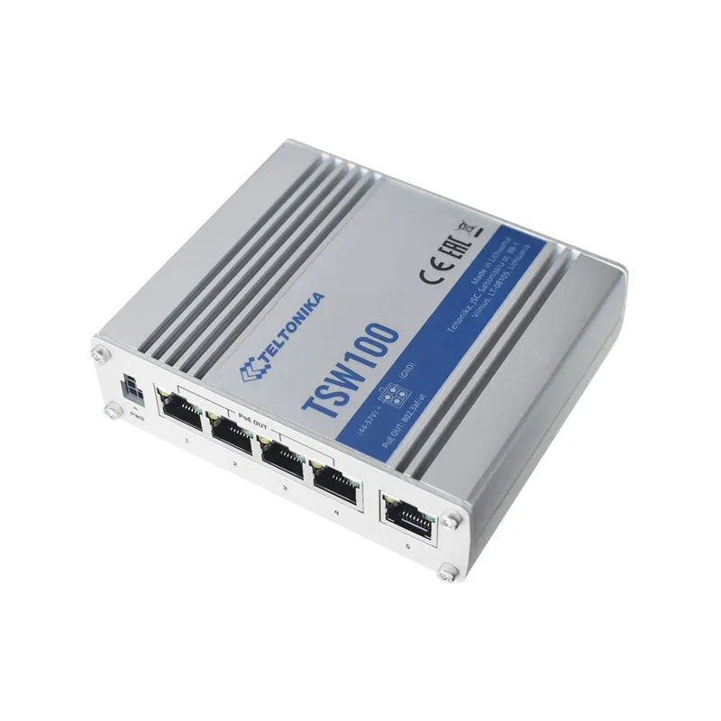 Teltonika TSW100 | PoE-Schalter | 5x RJ45 1000Mb/s, 4x PoE, 60W