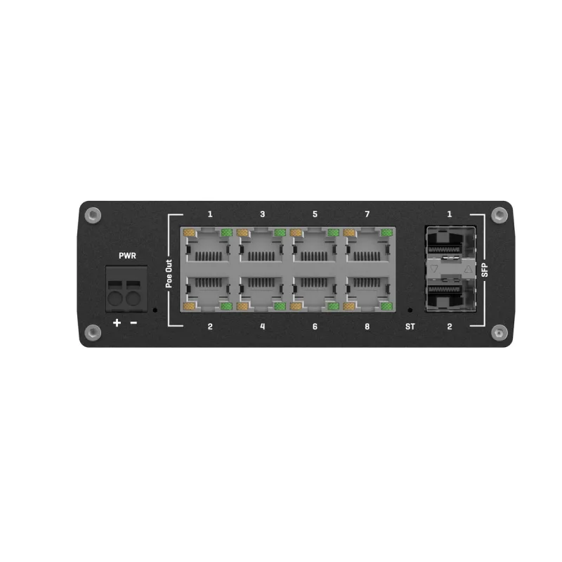 Teltonika TSW202 Anahtarı, 8x RJ45 1000Mb/s, 2x SFP, 2-pin DC, L2 Yönetilebilir Anahtar