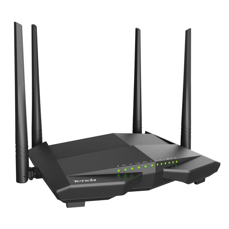 Tenda V12 | Router WiFi | VDSL, AC1200 Dual Band, 4x RJ45 1000Mb/s, 1x RJ11, 1x USB 2.0