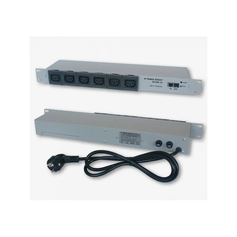 Tinycontrol 6G10A V2 IEC320 | Regleta | IP, Rack 19 '', 6 enchufes AC 230 V IEC320