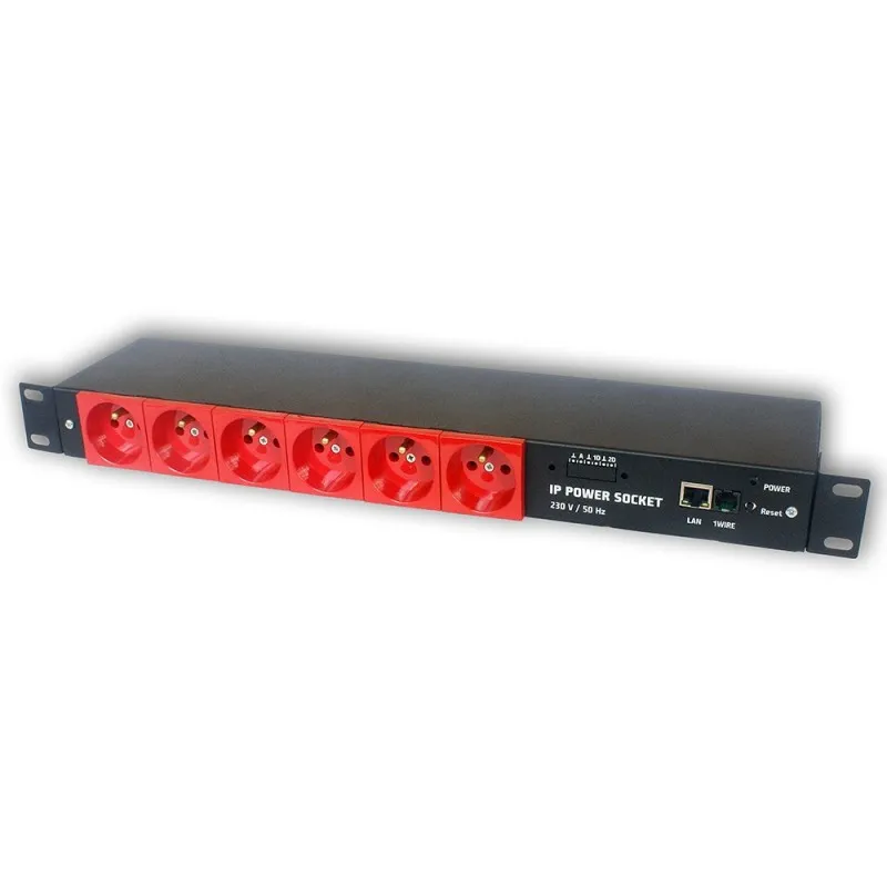 Tinycontrol 6G10A V2 | Regleta | IP, Rack 19'', 6x AC 230V enchufes, red
