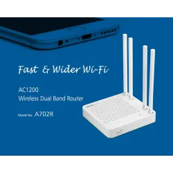 Totolink A702R | WiFi Router | AC1200, Dual Band, MIMO, 5x RJ45 100Mb/s