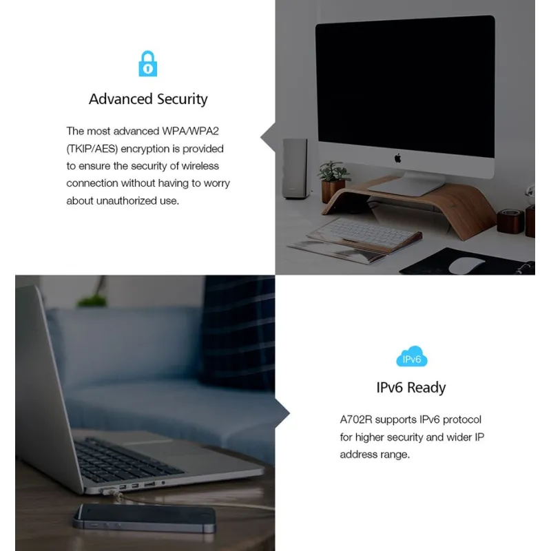 Маршрутизатор WiFi Totolink A702R, AC1200, Dual Band, MIMO, 5x RJ45 100Mb/s