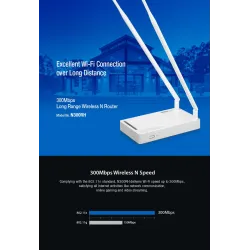 Totolink N300RH | WiFi Router | 300Mb/s, 2,4GHz, 5x RJ45 100Mb/s, 2x 11dBi