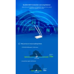 Totolink N300RH | Router WiFi | 300Mb/s, 2,4GHz, 5x RJ45 100Mb/s, 2x 11dBi